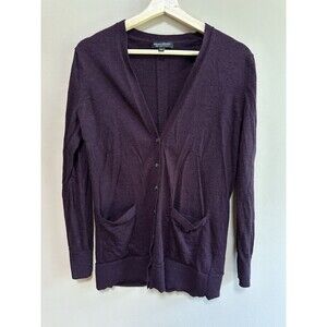 Banana Republic 100% Merino Wool Cardigan Burgundy Purple Women’s Size S Flawed